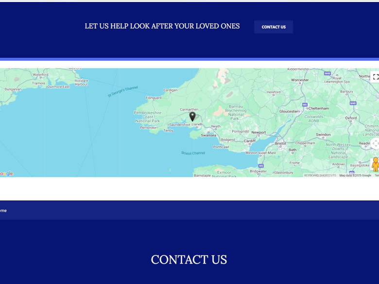 Screenshot of the interactive map on the Glanmorfa Care Home website.