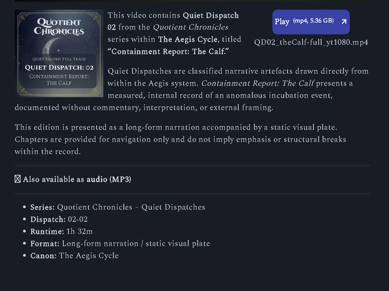 Screenshot of the Aegis Cycle webpage showing the delivered long-form content.
