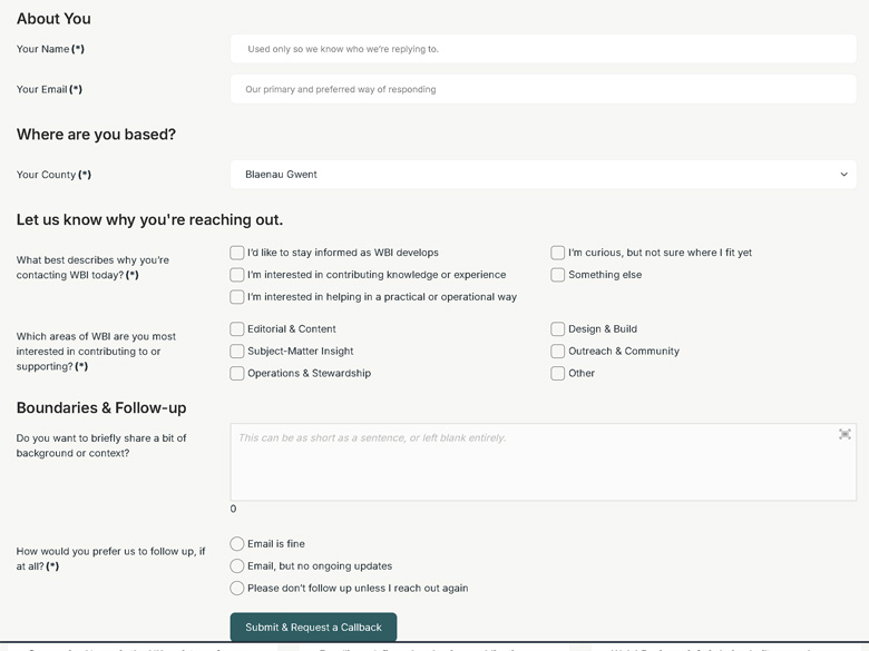 Screenshot of the WBI logic-enhanced form.